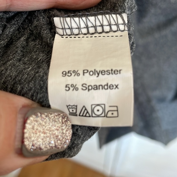 SHEIN Curve 1XL Dark Gray Faux Wrap Dress w/ Short Sleeves and Rouching at Hem - Picture 7 of 7